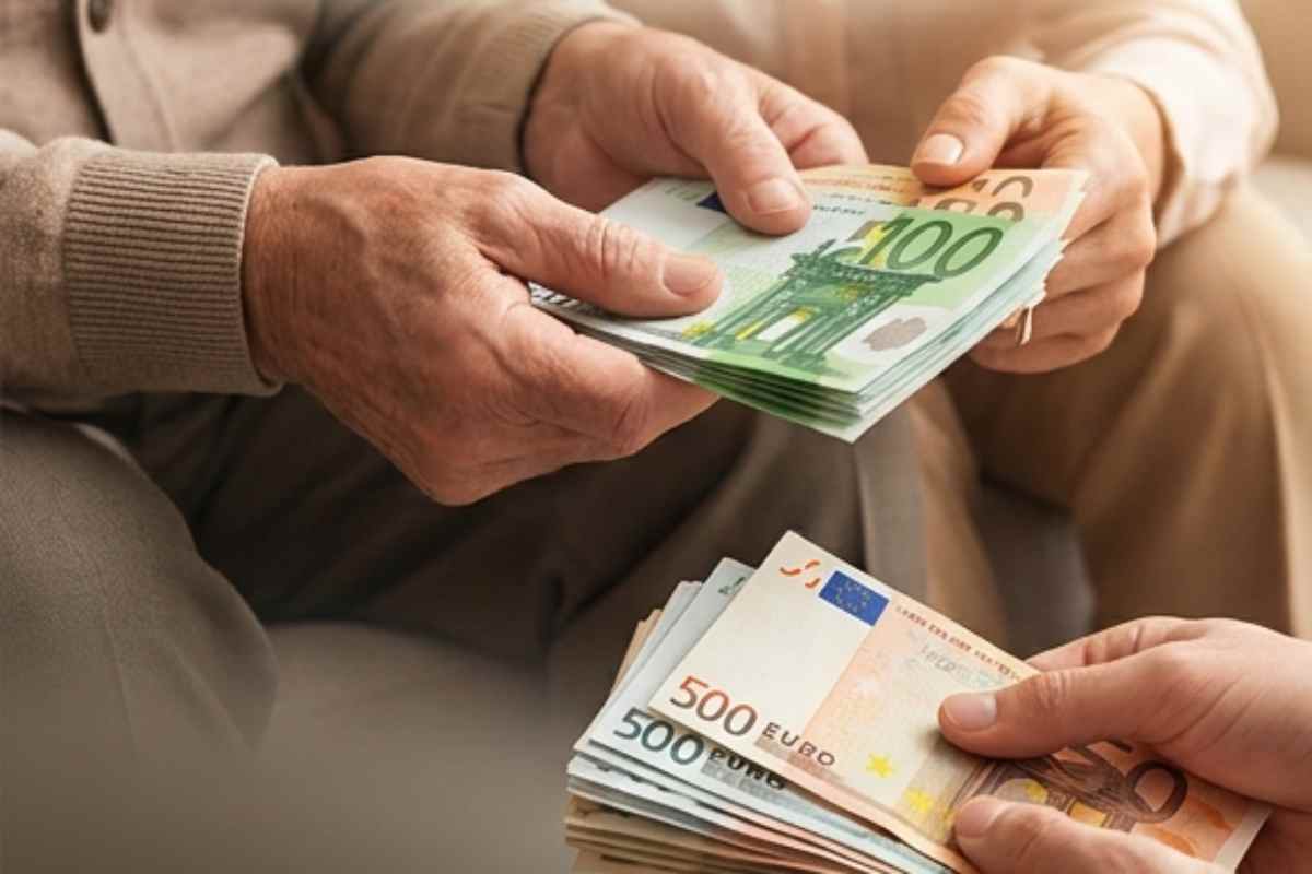 mani donano soldi ad altre mani